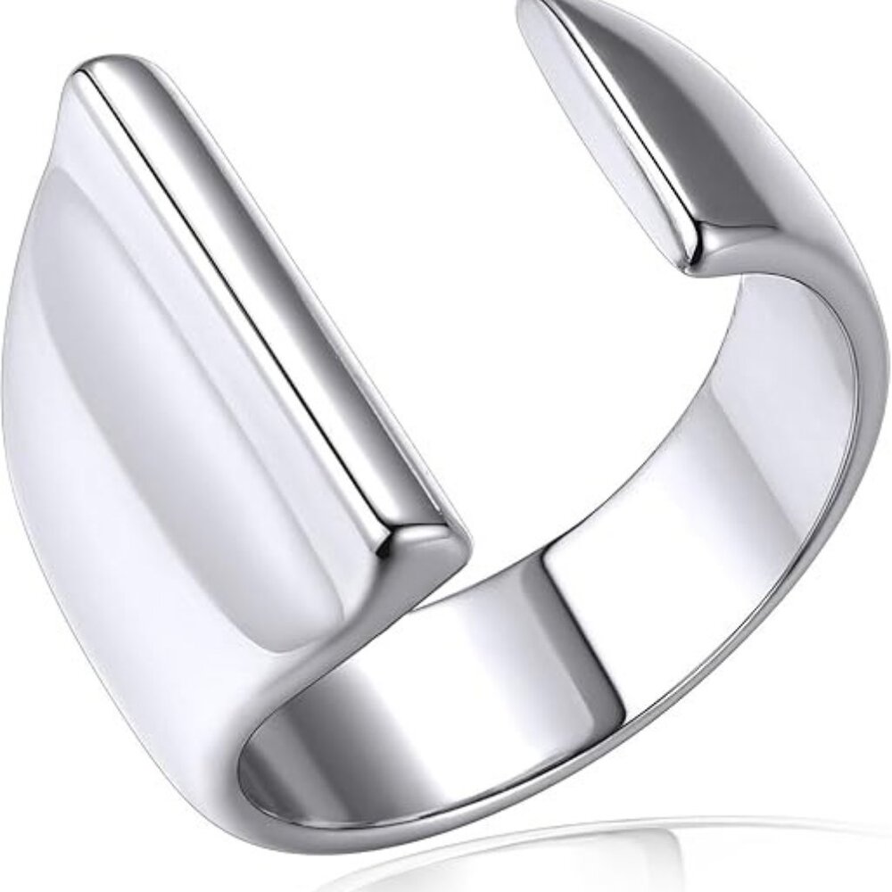 Letter I Initial Silver Rings Adjustable Gold Sta… - image 1